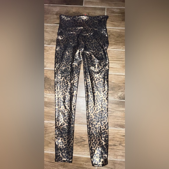 Spanx Faux Leather Metallic Leopard Print Leggings - Picture 4 of 5